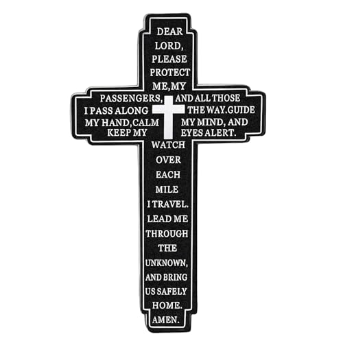 2PCS Cross Car Sun Visor Clip, Christian Prayer Visor Clip for Daily Driving, Religious Car Charm Gift for Drivers and Loved Ones, Matte Black - color: Black