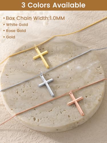 KeyStyle Cross Necklace for Women,Silver/Gold/Rose Gold Cross Pendant - color: 02-Medium Cross-Silver