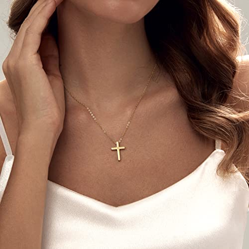 Luxval Cross Necklace for Women -Dainty 14K Gold Plated Cross Necklace Layered Gold Cross Necklace Cross Choker Necklace Gold Cross Necklaces for Women Trendy Gold Jewelry Gifts for Women - color: Gold-Classical Cross