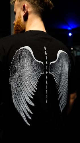 SAINT KAIZEN Men’s Shirts for Extra Softness - 220G Cotton Oversized - color: Angel Wings, size: Medium