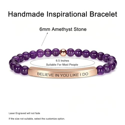 Amethyst Christian Bracelet for Women, 18K Gold Plated Bible Verse Jewelry, Inspirational Religious Faith Gift, Scripture Jewelry for Encouragement & Strength - color: BELIEVE IN YOU LIKE I DO-Amethyst Rose Gold