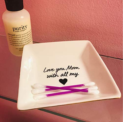 Simply Charmed Love You Mom Jewelry Dish - Mother's Day or Birthday Gift - Elegant Trinket Tray and Ring Holder - Gifts for Mom from Daughter or Son - style: Love You Mom