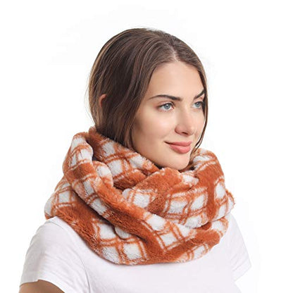 LA CARRIE Womens Leopard Print Infinity Scarf Loop Circle Neck Warmer - color: Ochre Plaid