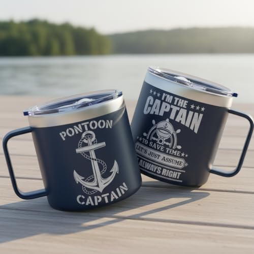 14 Oz Boating Tumbler – Captain & Boat Owner Gift, Nautical Accessories for Men, Pontoon Boater Gift, Funny Boat Lover Drinkware - color: Captain Always Right