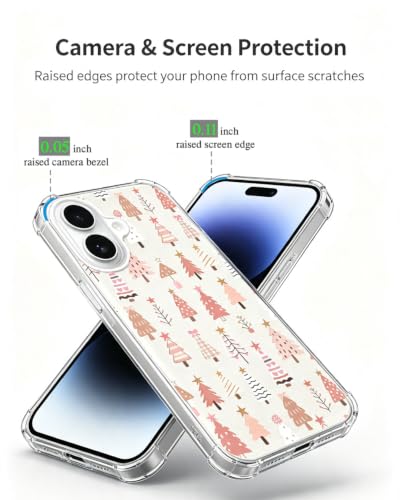 Pink Christmas Trees Phone Case Compatible with iPhone 17, Cute Winter Christmas Phone Cover for iPhone 17 - color: Christmas Trees