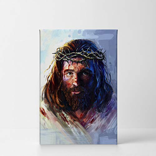 Smile Art Design Jesus Christ in a Crown of Thorns Oil Painting Reproduction Canvas Wall Decor Print Jesus Christ Religious Family Room Home Decor Wall Art Christian Ready to Hang - 12x8 - color: Christian Canvas V27, size: 12"L x 8"W