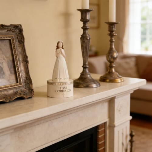 First Communion Gifts for Girls, 1st Holy Communion Gift with Prayerful Girl Figurine and Keepsake Box, Catholic Religious Keepsake, Jewelry Memory Box, First Communion Decor Gift