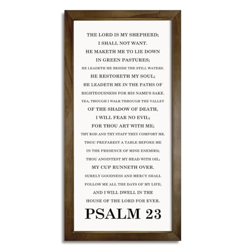 Christian Hanging Framed Signs, Wall Decor Art, Farmhouse Wood Framed Sign 15×7.5×0.3 inches, Religious Artwork for Home Church, Bible Verse Decor, The Lord is My Shepherd Sign - color: color 07