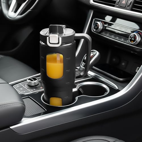 32oz Glass Tumbler with Straw Handle, Reusable Iced Coffee Cup, Black - color: Black