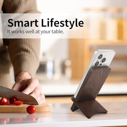 Cell Phone Stands, Desktop Stand, Luxury Nature Wood Simple Phone Stand, Compatible with iPhone & All Cell Phones, Ultra-Stable, Portable & Non-Slip Design, 2 Pieces, Walnut - color: Walnut