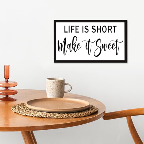 Life is Short Make it Sweet Inspirational Wood Box Sign,Motivational Quote Wooden Block Sign Desk Decor for Home Office Bedroom Shelf Tabletop Decor - style: Life is Short Make it Sweet