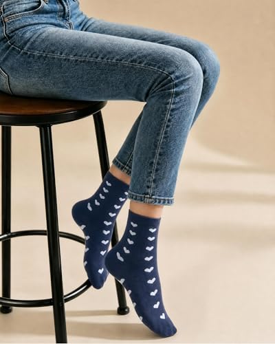 6 Pairs Crew Socks for Women, Soft Cute Funny Cotton Socks - color: Nautical Diary