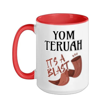 Yom Teruah It's a Bang Ceramic Mug, Red/White, 15oz - color: Red/White, size: 15 Ounces