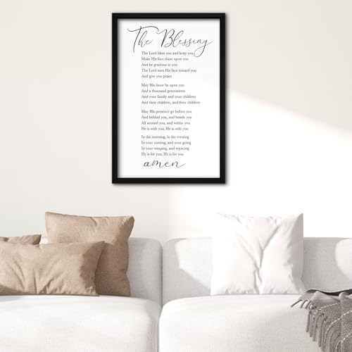 RLWangChao The Blessing Bible Verse Wall Art, 16"×11", Black - color: The Blessing (Black), size: 16"L x 11"W