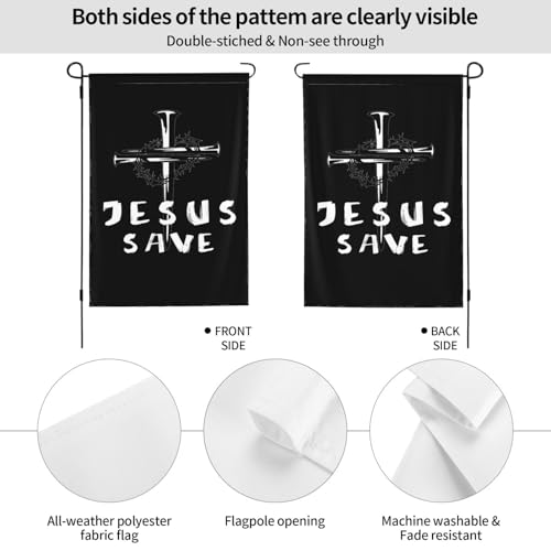 Jesus Save Double Sided Flag Double Sided Garden Flag 12.5x18 Inch - Farmhouse Seasonal Yard Decor, Outdoor Decorative Flag For Outside (No Flagpole) - color: Jesus Save Double Sided Flag