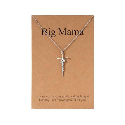 Lcherry Birthday Gifts for Grandma Mom Daughter Teacher Cross Necklace for Women Christian Necklaces Religious Gifts Jewelry for Women Mother's Day - style: Big Mama