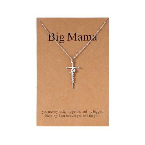 Lcherry Birthday Gifts for Grandma Mom Daughter Teacher Cross Necklace for Women Christian Necklaces Religious Gifts Jewelry for Women Mother's Day - style: Big Mama