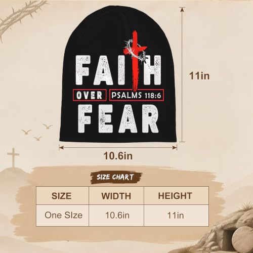 Beanie Hat for Men/Women Elasticity Winter Skull Cap Warm Soft Knit Hat Lightweight Running Hat Black - color: Jesus Christ Christian Faith Over Fear1