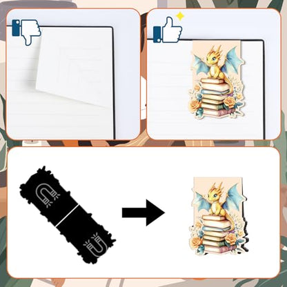 Wxiben 8 Pcs Dragon Flower Magnetic Bookmark Book Mark Page Clip - style: Flower Dragon