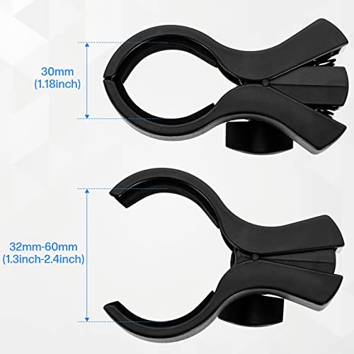 BILIONE Large Microphone Clips for Mics with Outer Diameter 1.26" to 2.3" - color: black, size: 2 Pack