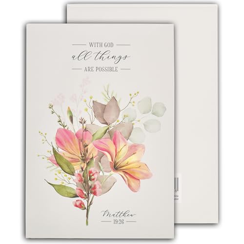 Christian Art Gifts Small Scripture Notepad for Women: All Things Possible - color: Pink Floral