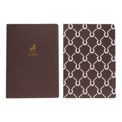 Pearhead Horse Journal Set of 2, Brown Softcover Lined Notebooks - color: Brown Horses Composition Notebooks, 2-Pack
