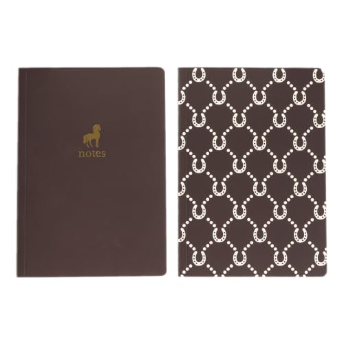 Pearhead Horse Journal Set of 2, Brown Softcover Lined Notebooks - color: Brown Horses Composition Notebooks, 2-Pack