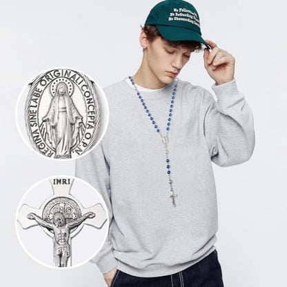 10 Pcs St Benedict Medals Cross Charms and Virgin Mary Rosary Centerpieces for Rosary Making Supplies,Medalla De La Virgen Milagrosa Catolica with Saint Benedict for Necklaces Pendant Rosary Kit - color: 10 Pcs St Cross