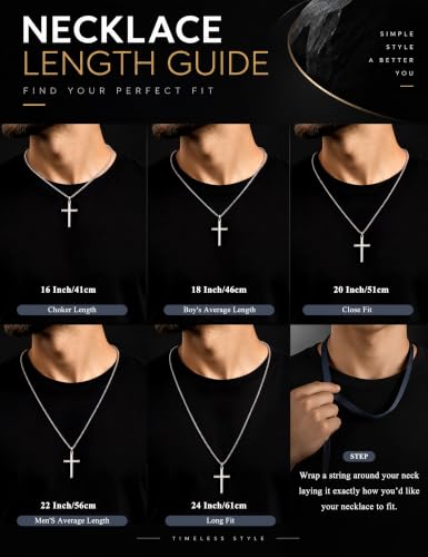 MILACOLATO Solid 925 Sterling Silver Cross Necklace for Men Women 16-24 in - color: Sterling Silver Box Chain, size: 18 in=46 cm