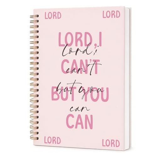 Pink Christian Prayer Spiral Notebook 5.5x8.3 Inch, Lord I Can't But You Can Lined Journal for School Work, Religious Gifts for Women Teen Girls - color: Lord