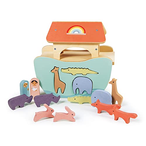 Tender Leaf Toys - Little Noah’s Ark - Wooden Animal Shape Sorting Toy - Compact and Made for Little Hands, Improve Hand-Eye Coordination and Concentration for Boys and Girls - Age 2+