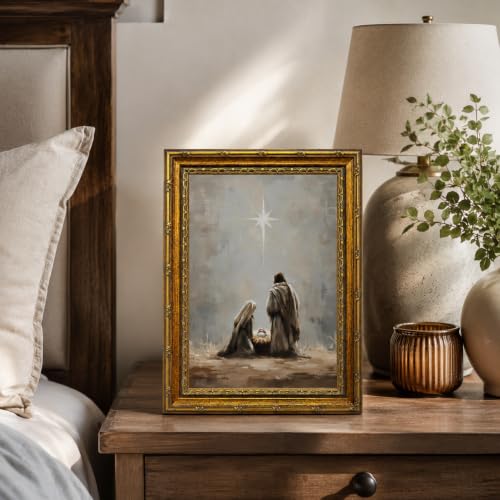 Nativity Scene Canvas Wall Art Framed Christian Rustic Artwork 10x8 Inch - color: Nativity Scene Canvas 25, size: 10"L x 8"W