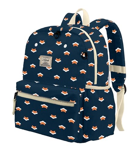 atgark Corduroy Toddler Backpack for Boys Girls Kids Preschool Backpacks - color: Fox Dark Blue Corduroy, size: Age 2-5 (13.3" H Fit A4 Folder)