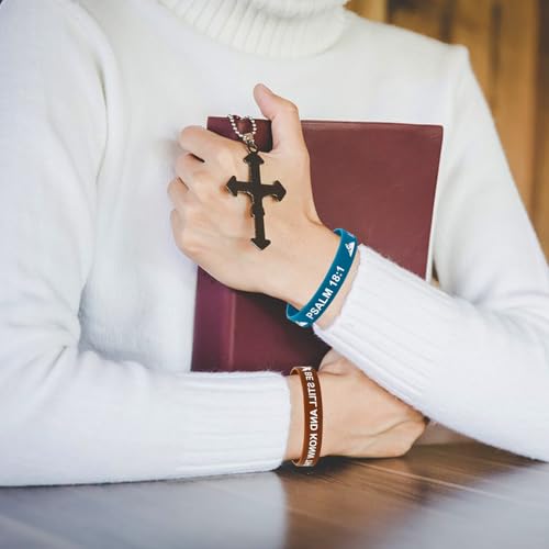 JUNEBRUSHS 42pcs Bible Verse Silicone Bracelets Christian Wristbands Bulk - style: Bible Style