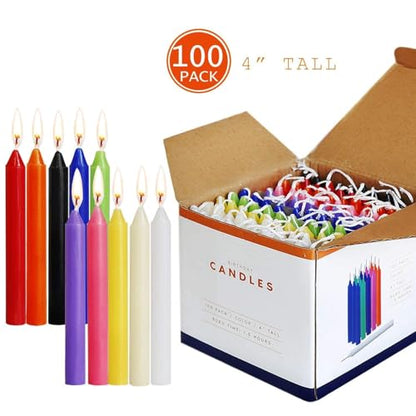 HELLY Unscented 4" Mini Chime Ritual Spell Taper Candle - color: 4"100pcs-colored