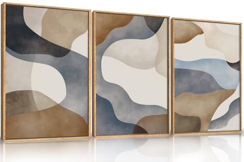 Aryroi Abstract Watercolor Block Framed Canvas Wall Art Set- 16"x24"x3 - color: Earth Tone Abstract Wall Art, size: 16"L x 24"W