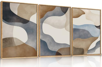 Aryroi Abstract Watercolor Block Framed Canvas Wall Art Set- 16"x24"x3 - color: Earth Tone Abstract Wall Art, size: 16"L x 24"W