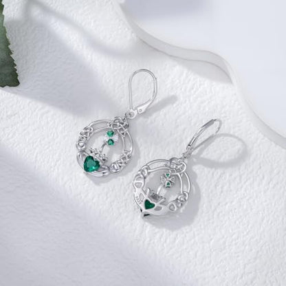 Dorunmo 925 Sterling Silver Dangle Drop Earrings for Women Holiday Earrings Hypoallergenic Halloween Christmas Jewelry Festival Gifts for Women - style: St. Patrick's Day-Clover-01