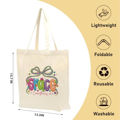 Faith Canvas Tote Bag, Christian Gifts for Women Girls Mom Sister Inspirational Bible Verse Birthday Christmas - color: Christian Jesus 814