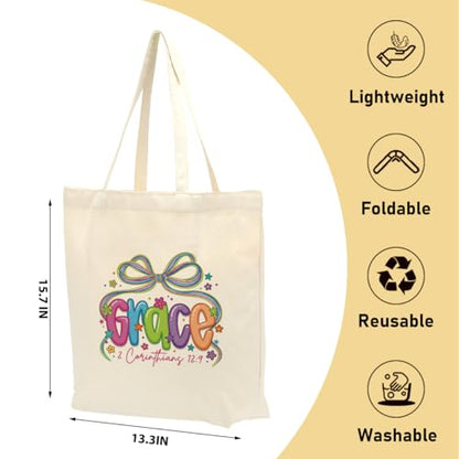 Faith Canvas Tote Bag, Christian Gifts for Women Girls Mom Sister Inspirational Bible Verse Birthday Christmas - color: Christian Jesus 814