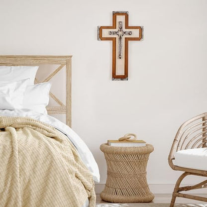 Christian Decorative Wall Cross Art Wooden Hanging Rustic 3 Layered