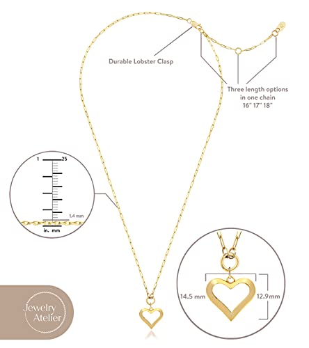 Jewelry Atelier Gold Filled Pendant Necklace Collection - 14K Yellow Gold Filled Pendant Necklace with Solid Clip Chain for Women (Different Sizes and Styles with Extension/Adjustable Chain) - style: Classic