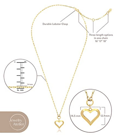 Jewelry Atelier Gold Filled Pendant Necklace Collection - 14K Yellow Gold Filled Pendant Necklace with Solid Clip Chain for Women (Different Sizes and Styles with Extension/Adjustable Chain) - style: Classic