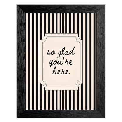 So Glad Here Canvas Wall Art Script Poster 24x36in Black Framed Flat - color: style 03, size: 24"L x 36"W