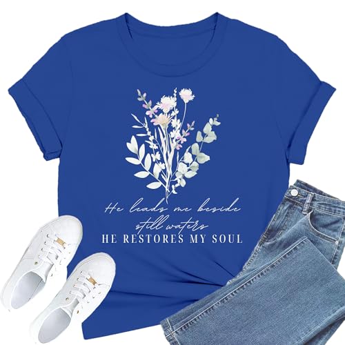 Christian Shirts for Women Faith Jesus Bible Verse Tops - color: Blue, size: Small