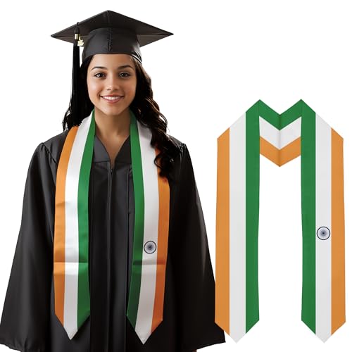 Graduation Satin Sash Scarf 72" Stole - color: India Flag