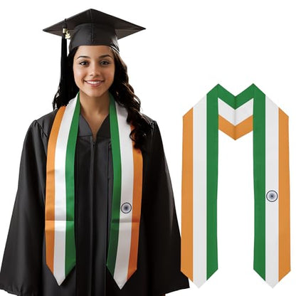 Graduation Satin Sash Scarf 72" Stole - color: India Flag