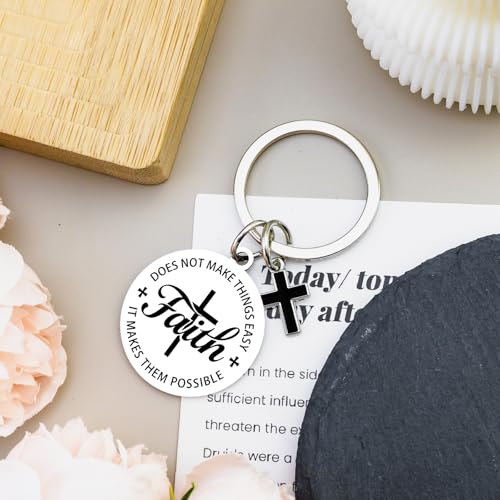 Faith Christian Gifts for Men Women Cross Bible Verse Keychain
