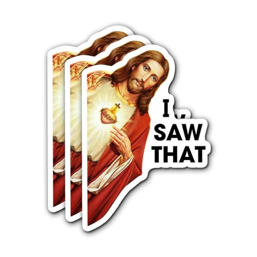 Jesus I Saw that Stickers 3Pcs Decals Vinyl Waterproof - Journaling Jesus Christian Stickers for Water Bottles, Phone Laptop (I Saw that) - color: I Saw That