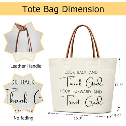 Canvas Tote Bag For Women, Thank God and Trust God Reusable Grocery Shoulder Bag Cute Tote Bags for Work Travel Gym, Christian Gifts for Halloween Christmas Beach Bags for Teacher Friends -34 - style: Thank God